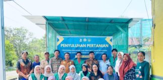 Foto bersama Tim KKN dan Peserta Penyuluhan Pertanian di Desa Purwosari, Kecamatan Tomoni Timur